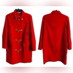 Liz Claiborne Red Wool Blend Toggle Coat Size M